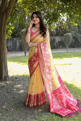 Organza Ikkat Weave Sarees  4