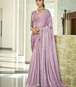 purple silk blend embellished saree