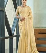 ivory silk blend embellished saree