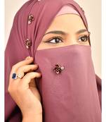 Magenta luxury bridal wedding wear hijab scarf   with stonework
