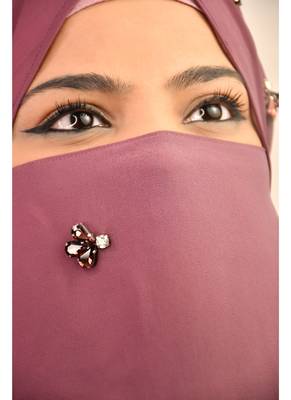 Magenta luxury bridal wedding wear hijab scarf   with stonework 3