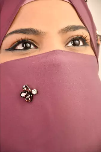 Magenta luxury bridal wedding wear hijab scarf   with stonework