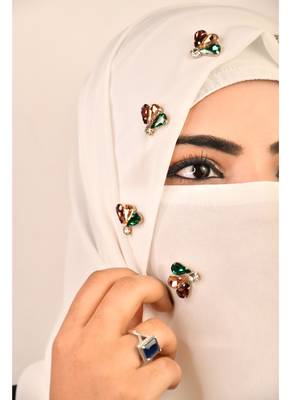 White Bridal Hijab with Stonework 3