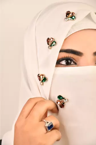 White Bridal Hijab with Stonework