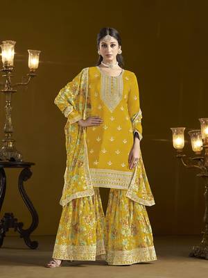 Yellow chinon salwar kameez for festival 2