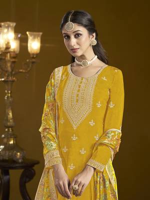 Yellow chinon salwar kameez for festival 4