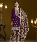 Dark purple chinon trendy salwar kameez  for festival