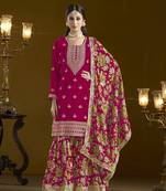 Rani pink chinon salwar kameez for festival