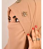 Beige luxury bridal wedding wear hijab scarf   with stonework
