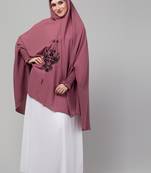 Janab E Aala Front Embroidered Jilbab – Stretchable Wrist, Knee Length, Mauve, Full Sleeve