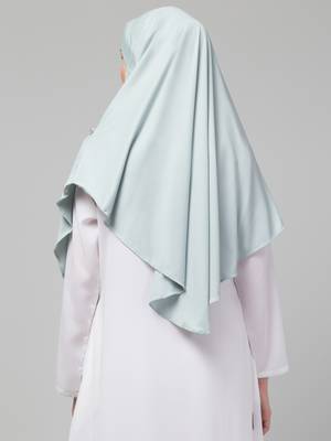 Front gather & pleated with Cristal stone Sky sage colour ready to wear prayer Hijab  2