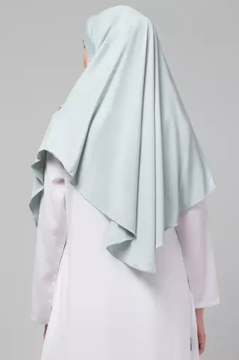 Front gather & pleated with Cristal stone Sky sage colour ready to wear prayer Hijab 