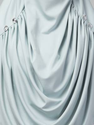 Front gather & pleated with Cristal stone Sky sage colour ready to wear prayer Hijab  3