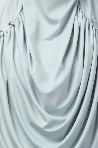 Front gather & pleated with Cristal stone Sky sage colour ready to wear prayer Hijab 