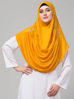 Mustard Yellow Crystal Pleated Hijab 1