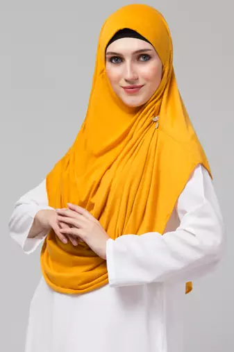 Mustard Yellow Crystal Pleated Hijab