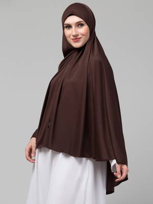 Brown Polyester Plain Hijab 4