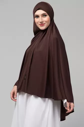 Brown Polyester Plain Hijab
