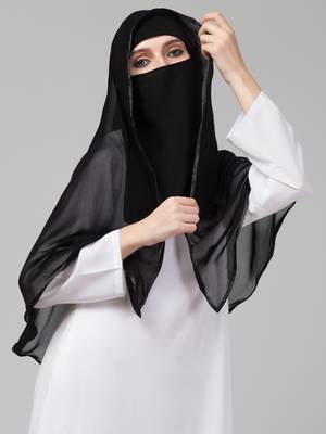 Butterfly Arabian hijab With nose piece with black Satin tape 5