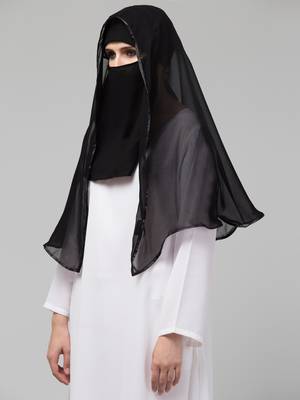 Butterfly Arabian hijab With nose piece with black Satin tape 6