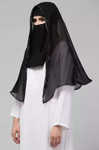 Butterfly Arabian hijab With nose piece with black Satin tape