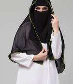 Butterfly Arabian hijab With nose piece with Green Satin tape