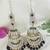 traditional kundan & pearl dangle jhumka earrings with attachable ear chain for women 