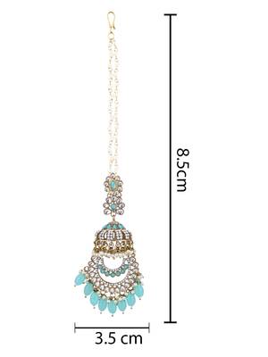 traditional kundan & pearl dangle jhumka earrings with attachable ear chain for women  4