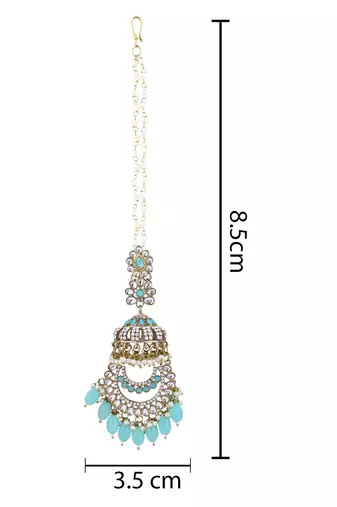 traditional kundan & pearl dangle jhumka earrings with attachable ear chain for women 