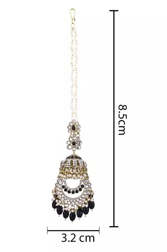 traditional kundan & pearl dangle jhumka earrings with attachable ear chain for women 