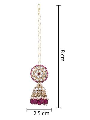 traditional kundan & pearl jhumka earrings with attachable ear chain for women  5