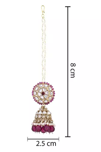 traditional kundan & pearl jhumka earrings with attachable ear chain for women 