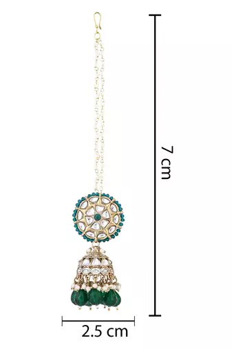 traditional kundan & pearl jhumka earrings with attachable ear chain for women 