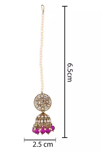 traditional kundan & pearl jhumka earrings with attachable ear chain for women 