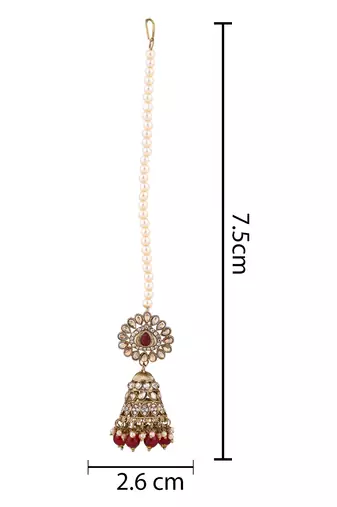 traditional kundan & pearl jhumka earrings with attachable ear chain for women 