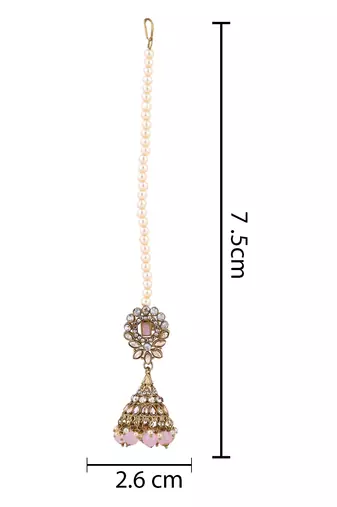 traditional kundan & pearl jhumka earrings with attachable ear chain for women 