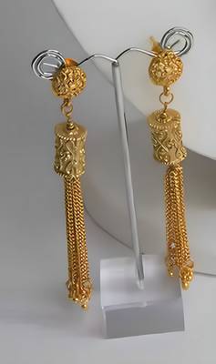 Elegant gold filigree tassel Necklace :: and earring set - traditional indian bridal jewelry 2