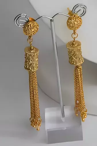 Elegant gold filigree tassel Necklace :: and earring set - traditional indian bridal jewelry