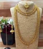 Traditional gold-plated kerala mullamottu mala set with jhumka earrings