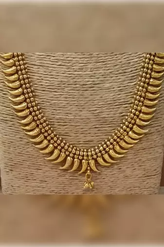 Traditional gold-plated kerala mullamottu mala set with jhumka earrings