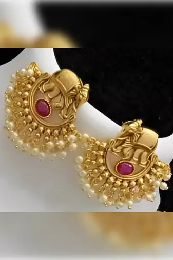 Exquisite elephant motif gold necklace set with pearl accents - traditional indian jewelry"