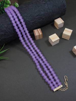 I jewels purple pearl beaded stylish moti choker necklace for women (n286pu) 1