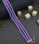 I jewels purple pearl beaded stylish moti choker necklace for women (n286pu)