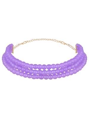 I jewels purple pearl beaded stylish moti choker necklace for women (n286pu) 2
