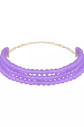 I jewels purple pearl beaded stylish moti choker necklace for women (n286pu)