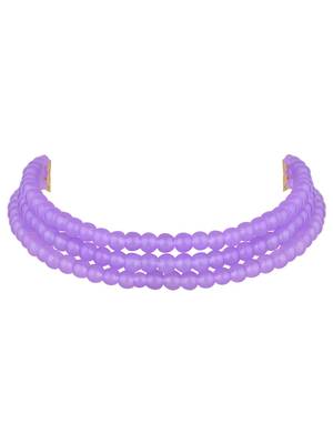 I jewels purple pearl beaded stylish moti choker necklace for women (n286pu) 3