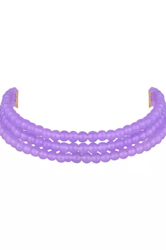 I jewels purple pearl beaded stylish moti choker necklace for women (n286pu)