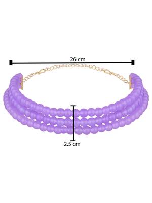 I jewels purple pearl beaded stylish moti choker necklace for women (n286pu) 4
