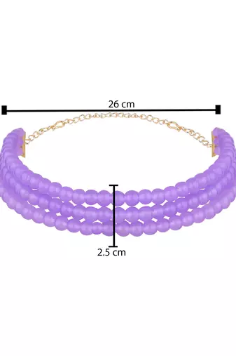 I jewels purple pearl beaded stylish moti choker necklace for women (n286pu)
