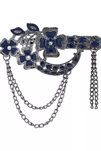 silver oxidized safa kalangi brooch for groom/men/dulha pagadi 